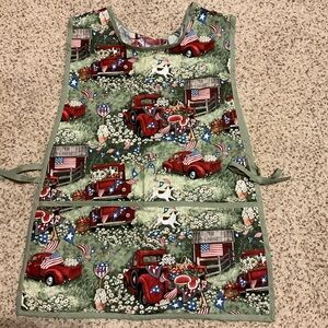 Handmade Red Truck Country Farmhouse Cobbler Smock Apron